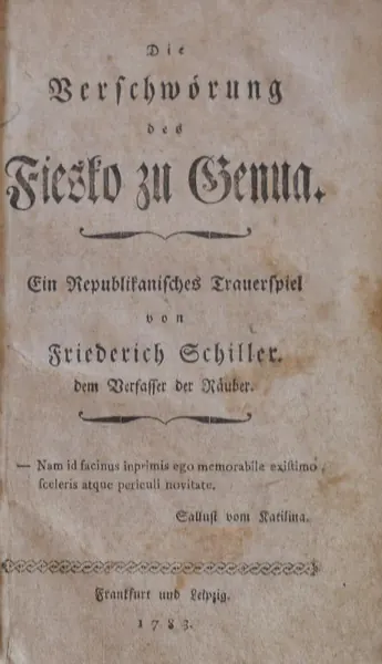 Portada de La conjuración de Fiesco