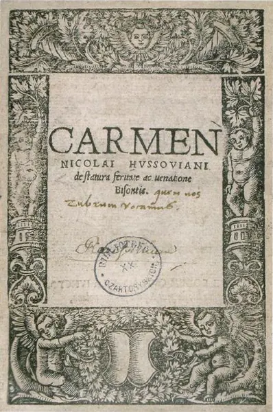 Capa de Carmen de statura, feritate ac venatione bisontis