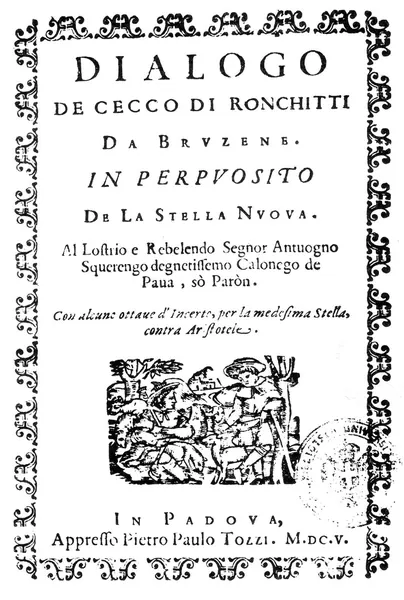 Portada de Dialogo de Cecco da Ronchitti da Bruzene in perpuosito de la stella Nova