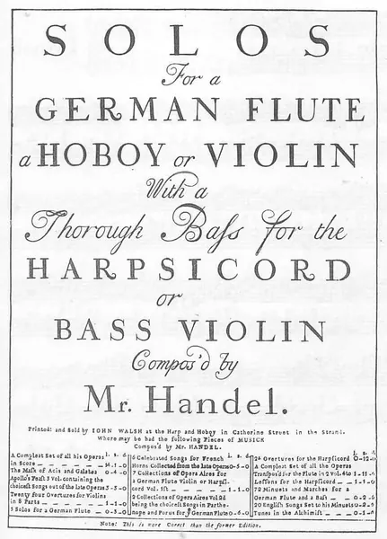 Portada de Handel solo sonatas