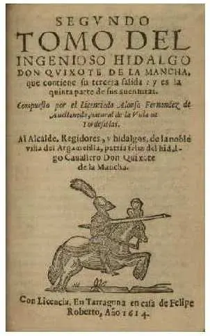 Portada de Segundo tomo del ingenioso hidalgo don Quixote de La Mancha