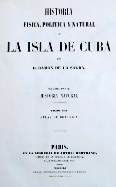 Portada de Historia Física Política y Natural de la Isla de Cuba, Botánica