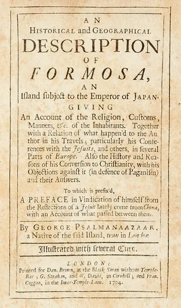 Portada de An Historical and Geographical Description of Formosa, an Island subject to the Emperor of Japan