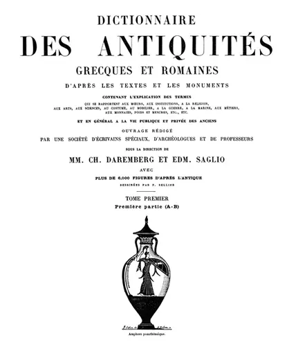 Capa de Dictionnaire des Antiquités Grecques et Romaines