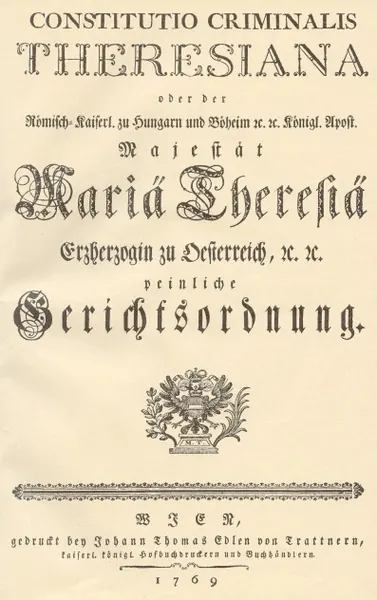 Capa de Constitutio Criminalis Theresiana