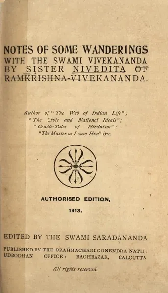 Portada de Notes of some wanderings with the Swami Vivekananda