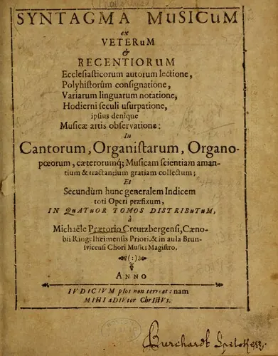 Portada de Syntagma musicum