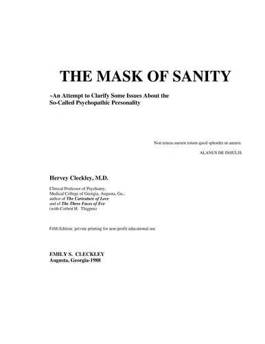 Portada de The Mask of Sanity