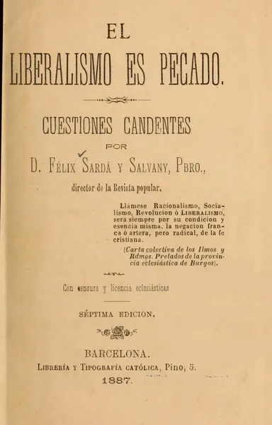 Capa de El liberalismo es pecado