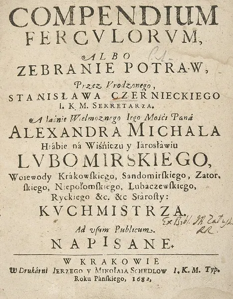 Portada de Compendium ferculorum, albo Zebranie potraw